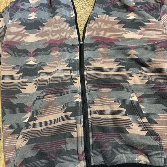 Big Ball Sports Men's Aztec Sherpa Lined Full Zipper Hooded Jacket - Picture 3 of 8